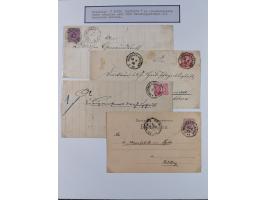 1850/72 (ca.), interessante Stempelsammlung auf Marken, Briefstücken und Briefen, dabei blaue und rote Nummernstempel, Fremde