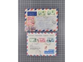 1956/58, four airmail covers to Germany with various combination frankings, all with departure cds. “HANOI”, mostly fine