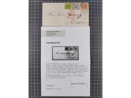 1858/73, 3 covers with multiple frankings and cover with 3 colour-mixed franking to London, 2 with certificates