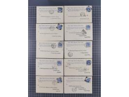 1890/91, 38 postcards ¼ a. with pre-print of the meterological office