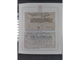 1569/1843 (ca.), aufgezogene Sammlung mit rund 150 Vorphila Briefen sowie einigen Dokumenten, Reisescheinen, etc., dabei blau