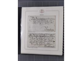 1569/1843 (ca.), aufgezogene Sammlung mit rund 150 Vorphila Briefen sowie einigen Dokumenten, Reisescheinen, etc., dabei blau