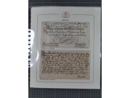 1569/1843 (ca.), aufgezogene Sammlung mit rund 150 Vorphila Briefen sowie einigen Dokumenten, Reisescheinen, etc., dabei blau