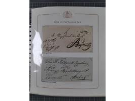 1569/1843 (ca.), aufgezogene Sammlung mit rund 150 Vorphila Briefen sowie einigen Dokumenten, Reisescheinen, etc., dabei blau