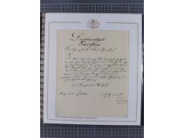 1569/1843 (ca.), aufgezogene Sammlung mit rund 150 Vorphila Briefen sowie einigen Dokumenten, Reisescheinen, etc., dabei blau