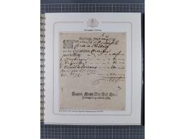 1569/1843 (ca.), aufgezogene Sammlung mit rund 150 Vorphila Briefen sowie einigen Dokumenten, Reisescheinen, etc., dabei blau