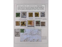 1851/71, interessante Sammlung 'Besonderheiten', dabei handschriftliche Entwertungen, doppelt und blanko abgeschlagene Nummer