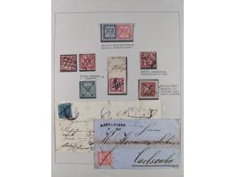 1851/71, interessante Sammlung 'Besonderheiten', dabei handschriftliche Entwertungen, doppelt und blanko abgeschlagene Nummer