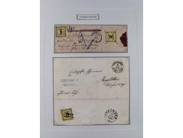 1851/71, interessante Sammlung 'Besonderheiten', dabei handschriftliche Entwertungen, doppelt und blanko abgeschlagene Nummer