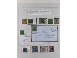 1851/71, interessante Sammlung 'Besonderheiten', dabei handschriftliche Entwertungen, doppelt und blanko abgeschlagene Nummer