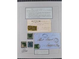 1851/71, interessante Sammlung 'Besonderheiten', dabei handschriftliche Entwertungen, doppelt und blanko abgeschlagene Nummer