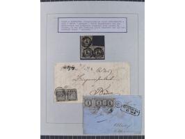 1851/71, interessante Sammlung 'Besonderheiten', dabei handschriftliche Entwertungen, doppelt und blanko abgeschlagene Nummer