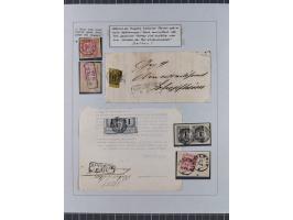 1851/71, interessante Sammlung 'Besonderheiten', dabei handschriftliche Entwertungen, doppelt und blanko abgeschlagene Nummer