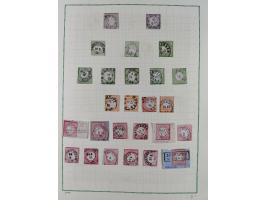 1872/74, gestempelte kleine Partie auf Albumsblättern, dabei Mi. 24, 27b(2) und 28, einige Plattenfehler, etc. 5 Atteste und 