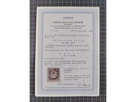 1872/74, gestempelte kleine Partie auf Albumsblättern, dabei Mi. 24, 27b(2) und 28, einige Plattenfehler, etc. 5 Atteste und 