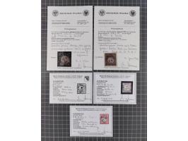 1872/74, gestempelte kleine Partie auf Albumsblättern, dabei Mi. 24, 27b(2) und 28, einige Plattenfehler, etc. 5 Atteste und 