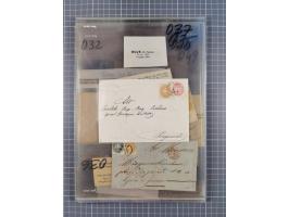 1858/64, interessante Partie mit 37 Briefen, viele bessere Frankaturen, Stempel, Auslandsbriefe und Drucksache, Farb- und Mis