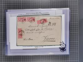 1883, Doppeladler-Ausgabe Briefsammlung mit 43 Briefen und Karten, viele bessere Frankaturen, Auslandsbriefe, Einschreiben, M