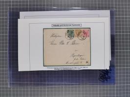 1883, Doppeladler-Ausgabe Briefsammlung mit 43 Briefen und Karten, viele bessere Frankaturen, Auslandsbriefe, Einschreiben, M