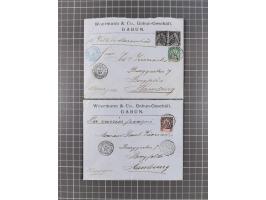 1892/94, 6 covers to Germany, some attractive mixed-issue frankings and interesting usages with mail sent via French, Portugu