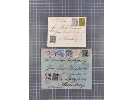 1892/94, 6 covers to Germany, some attractive mixed-issue frankings and interesting usages with mail sent via French, Portugu