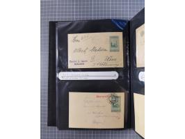 1879/1918, Ganzsachensammlung im Album mit Antwortkarten und Kartenbriefen, insgesamt über 60 Stück. Doppelzensurkarte nach K