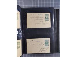 1879/1918, Ganzsachensammlung im Album mit Antwortkarten und Kartenbriefen, insgesamt über 60 Stück. Doppelzensurkarte nach K