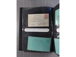 1879/1918, Ganzsachensammlung im Album mit Antwortkarten und Kartenbriefen, insgesamt über 60 Stück. Doppelzensurkarte nach K