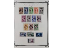 1936/49, Collection on 21 Scott album leaves, unused and mnh, starting Congo overprinted sets 1936, including good part air m