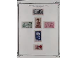 1936/49, Collection on 21 Scott album leaves, unused and mnh, starting Congo overprinted sets 1936, including good part air m