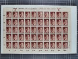 1941, Hitler 2-48 Gr., postfrischer Bogensatz, überkomplett, dabei verschiedene Formnummern und Oberrand durchgezähnt bzw. ni