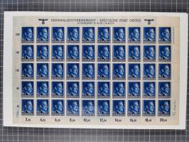 1941, Hitler 2-48 Gr., postfrischer Bogensatz, überkomplett, dabei verschiedene Formnummern und Oberrand durchgezähnt bzw. ni