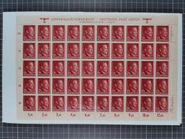 1941, Hitler 2-48 Gr., postfrischer Bogensatz, überkomplett, dabei verschiedene Formnummern und Oberrand durchgezähnt bzw. ni
