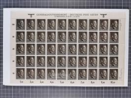 1941, Hitler 2-48 Gr., postfrischer Bogensatz, überkomplett, dabei verschiedene Formnummern und Oberrand durchgezähnt bzw. ni