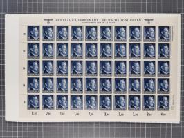 1941, Hitler 2-48 Gr., postfrischer Bogensatz, überkomplett, dabei verschiedene Formnummern und Oberrand durchgezähnt bzw. ni