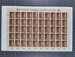 1941, Hitler 2-48 Gr., postfrischer Bogensatz, überkomplett, dabei verschiedene Formnummern und Oberrand durchgezähnt bzw. ni