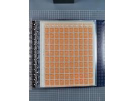 1900/23, reichhaltige und umfangreiche Bogensammlung in 9 Alben, vielfach spezialisiert nach Plattennummern, Farben und Typen