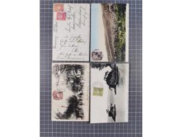 1912/20 (ca.), Chinese Republic early years, group of 13 covers and cards, noted 1 c. overprinted coiled dragon (x4) used wit