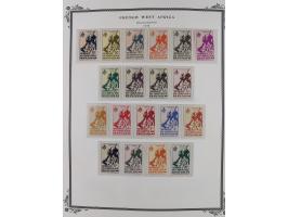 1943/58, Collection on 12 Scott album leaves, mint never hinged, starting uprated and overprinted issues, air mail issues, ma