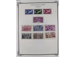 1943/58, Collection on 12 Scott album leaves, mint never hinged, starting uprated and overprinted issues, air mail issues, ma