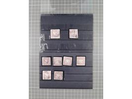 1873, 70 Kr. rotlila bzw. braunlila, interessante Partie von 5 ungebrauchten sowie 6 gestempelten Werten, teils nachgummiert 