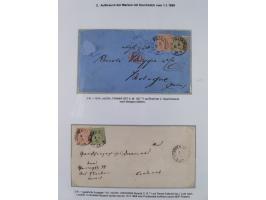 REICHSPOST-VORLÄUFER, ausstellungsmäßig aufgezogene Spezialsammlung von rund 120 Belegen und einigen losen Marken, Einheiten 