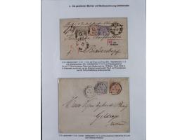 REICHSPOST-VORLÄUFER, ausstellungsmäßig aufgezogene Spezialsammlung von rund 120 Belegen und einigen losen Marken, Einheiten 