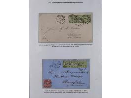 REICHSPOST-VORLÄUFER, ausstellungsmäßig aufgezogene Spezialsammlung von rund 120 Belegen und einigen losen Marken, Einheiten 