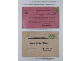 REICHSPOST-VORLÄUFER, ausstellungsmäßig aufgezogene Spezialsammlung von rund 120 Belegen und einigen losen Marken, Einheiten 