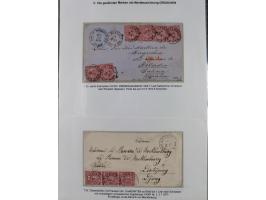 REICHSPOST-VORLÄUFER, ausstellungsmäßig aufgezogene Spezialsammlung von rund 120 Belegen und einigen losen Marken, Einheiten 