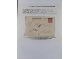 REICHSPOST-VORLÄUFER, ausstellungsmäßig aufgezogene Spezialsammlung von rund 120 Belegen und einigen losen Marken, Einheiten 