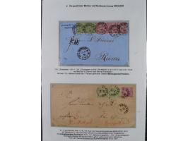 REICHSPOST-VORLÄUFER, ausstellungsmäßig aufgezogene Spezialsammlung von rund 120 Belegen und einigen losen Marken, Einheiten 