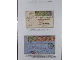 REICHSPOST-VORLÄUFER, ausstellungsmäßig aufgezogene Spezialsammlung von rund 120 Belegen und einigen losen Marken, Einheiten 