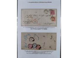 REICHSPOST-VORLÄUFER, ausstellungsmäßig aufgezogene Spezialsammlung von rund 120 Belegen und einigen losen Marken, Einheiten 